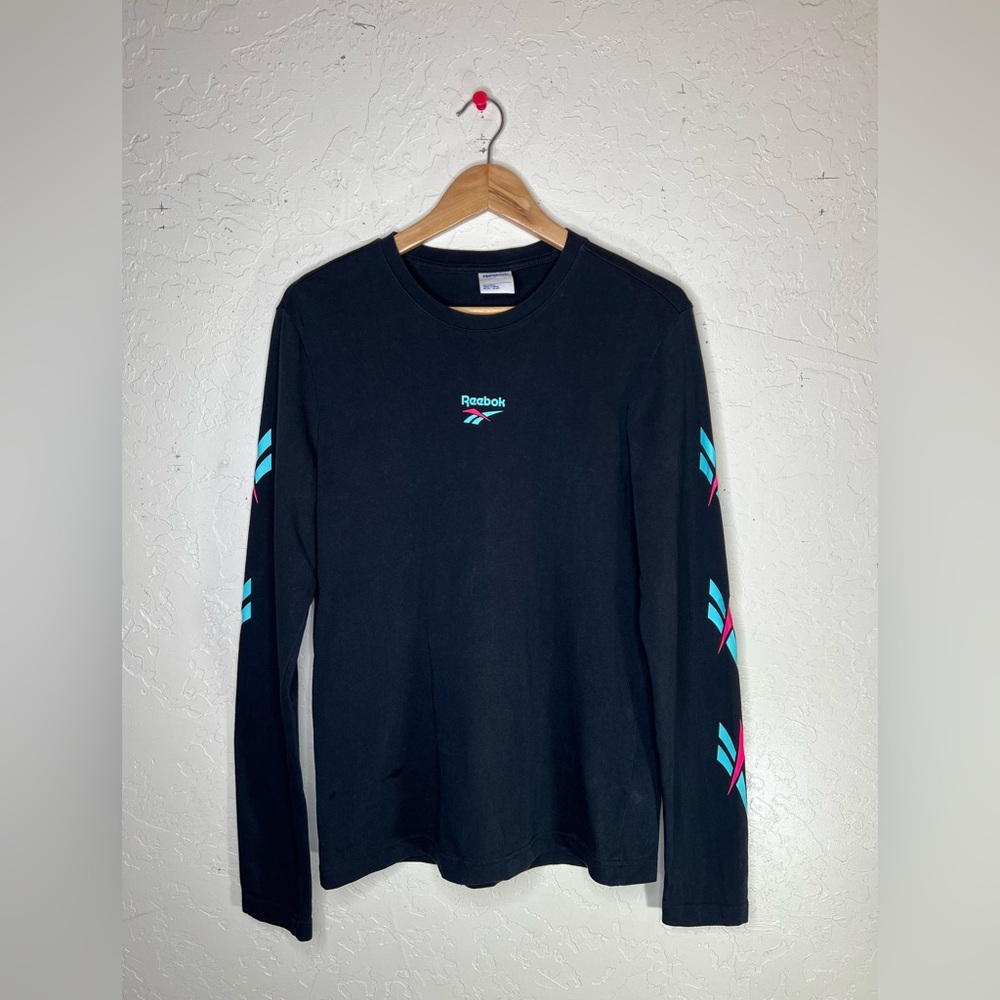 Reebok Long Sleeve Vector Tee Black Shirt | Small